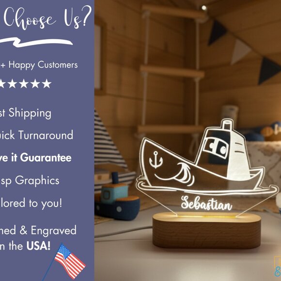 Ship Custom Name Light • Personalized LED Cloud Decor • Baby Gift - Picture 4 of 8